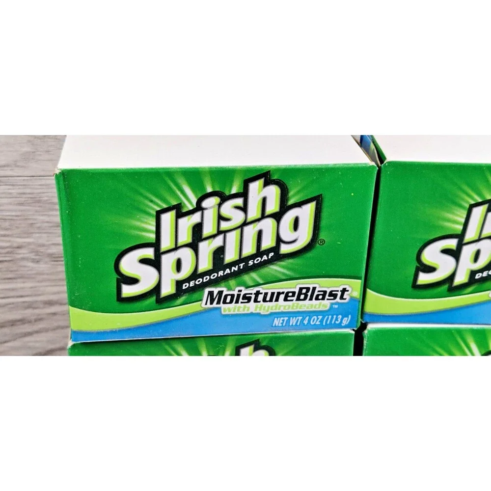 Irish Spring Moisture Blast With HydroBeads Bar Soap Lot 6 New 4oz Discontinued